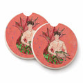 Brunette Merman Set of 2 Cup Holder Car Coasters Absorbent Round Sandstone Coasters Gifts for Men or Women, 2.5, Multicolor