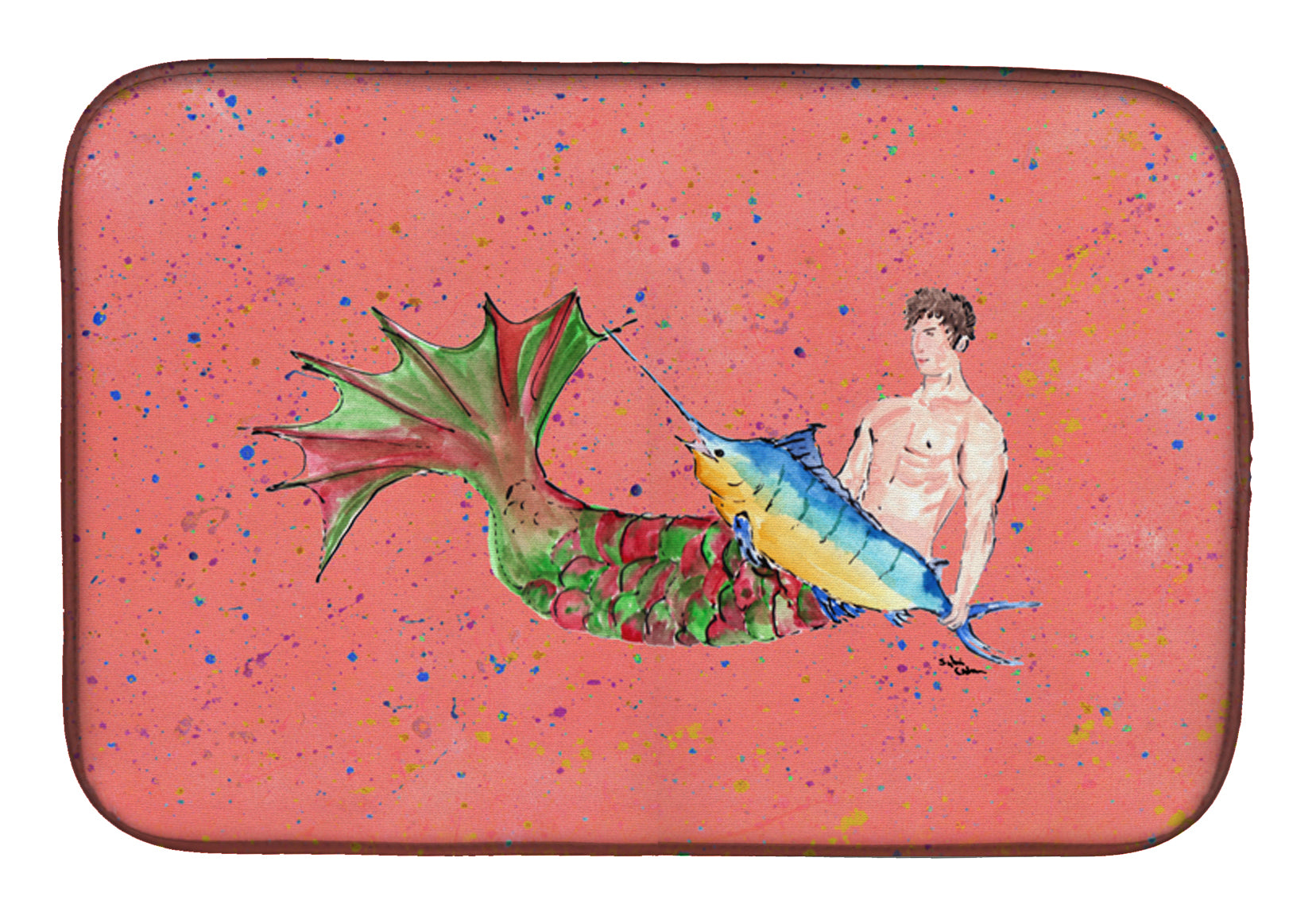Brunette Merman Dish Drying Mat Absorbent Dish Drying Mat Pad for Kitchen Counter Dish Drainer Mat for Countertop, 14 x 21", Multicolor