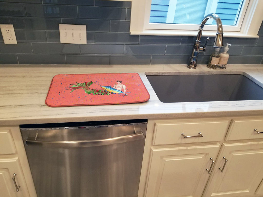 Brunette Merman Dish Drying Mat Absorbent Dish Drying Mat Pad for Kitchen Counter Dish Drainer Mat for Countertop, 14 x 21", Multicolor