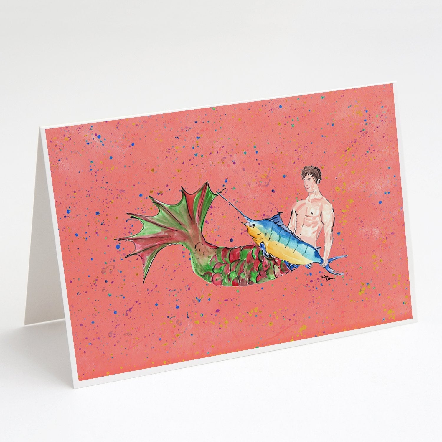 Brunette Merman Greeting Cards Pack of 8 Blank Cards with Envelopes Whimsical A7 Size 5x7