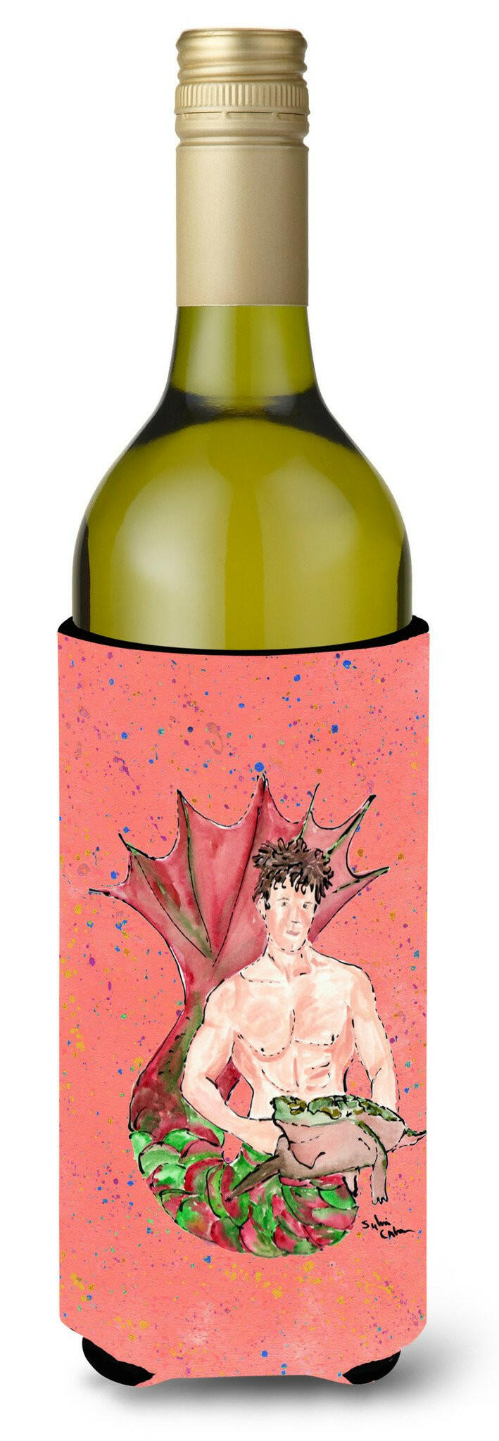 Brunette Merman Wine Bottle Hugger Gift Sleeve for Standard 750 ml Bottles, Insulated Reusable Also Fits Mini Shot & Pint Bottles