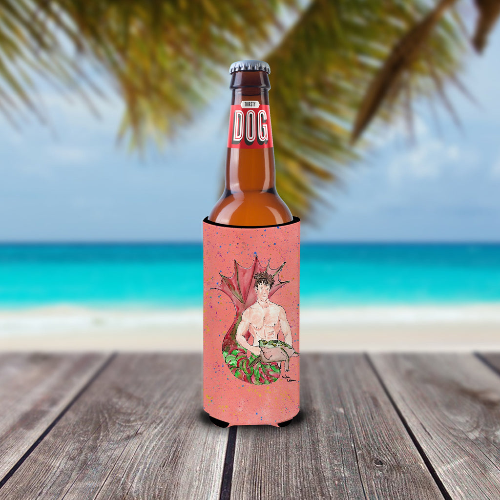 Brunette Merman Slim Can Hugger , Insulated Foam Hugger for 12 oz Slim Cans, Beer Bottles & Water Bottles, Printed in USA