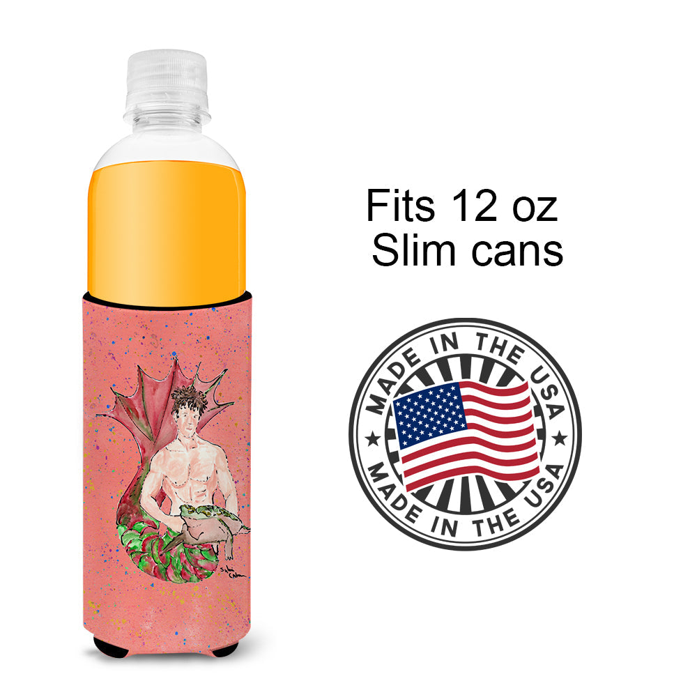 Brunette Merman Slim Can Hugger , Insulated Foam Hugger for 12 oz Slim Cans, Beer Bottles & Water Bottles, Printed in USA