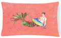Brunette Merman Decorative Throw Pillow 12x16 Indoor Outdoor Accent Cushion, Fabric Cover with Insert for Sofa, Bed, Porch & Living Room