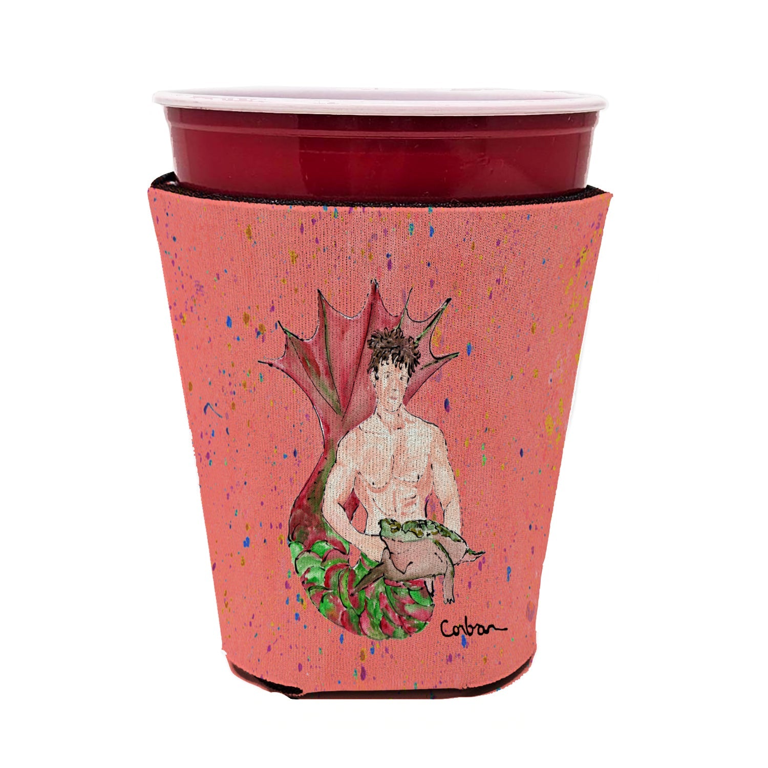 Brunette Merman Red Cup Hugger Sleeve for 16–22 oz Party Cups, Insulated Foam Drink Holder for Iced Coffee, Tailgate & BBQ Reusable