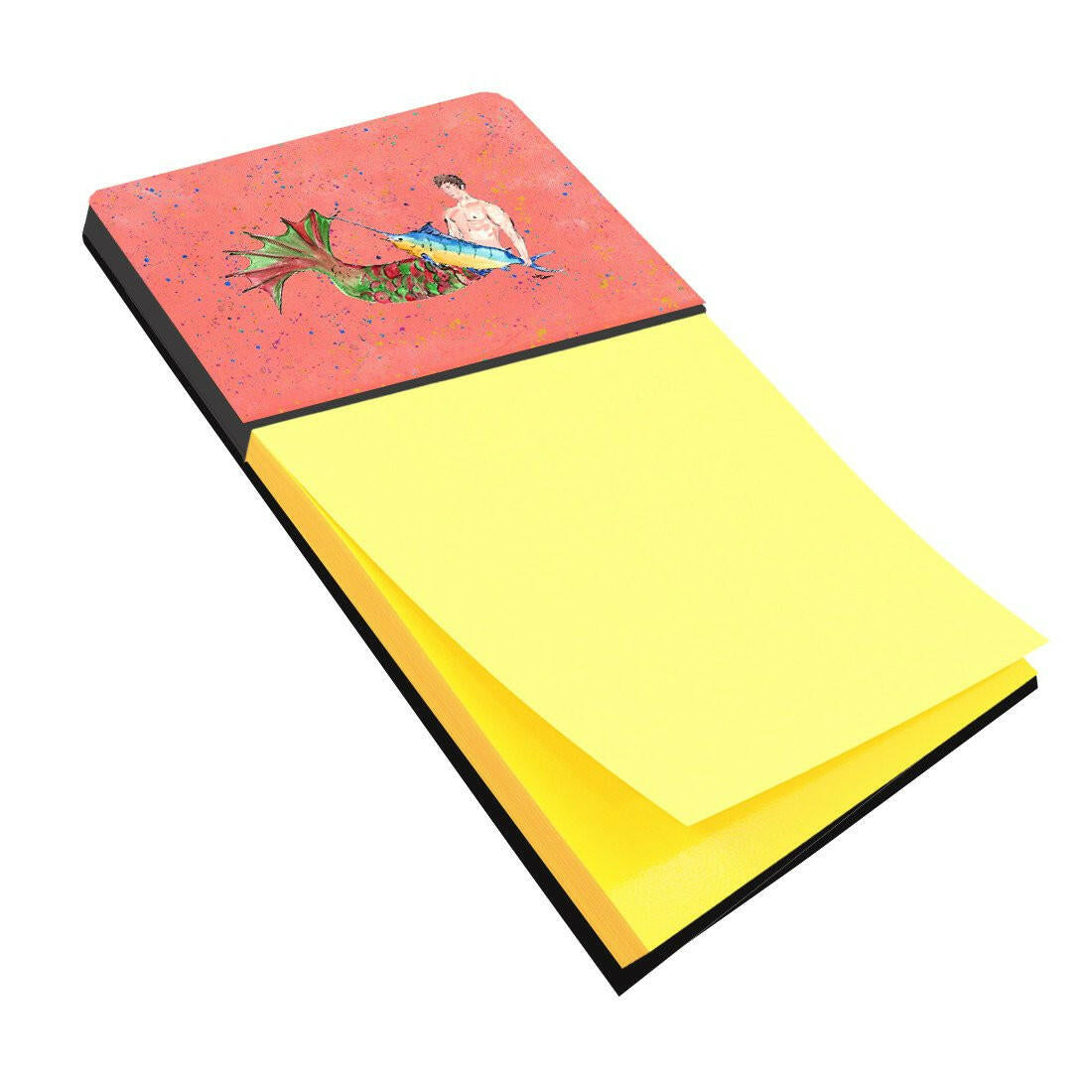 Brunette Merman Watercolor Sticky Note Holder Refillable Dispenser Desk Accessory 3x3 Pad Gift