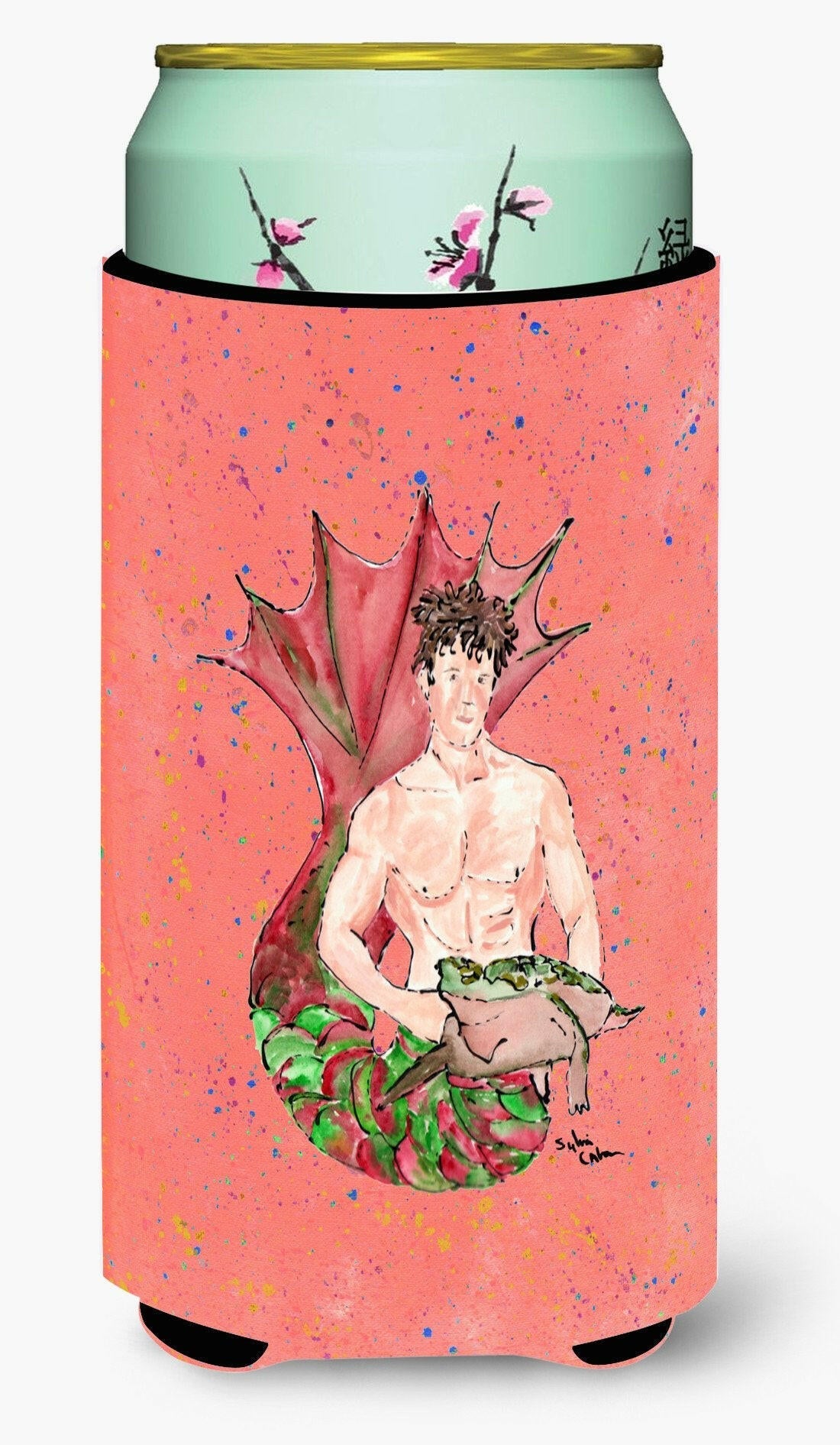 Brunette Merman Tall Boy Hugger Can Cooler Sleeve Machine Washable Drink Collapsible Insulator Beverage Insulated Holder