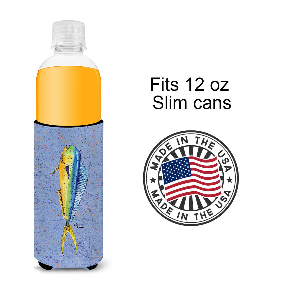 Fish Dolphin Slim Can Hugger , Insulated Foam Hugger for 12 oz Slim Cans, Beer Bottles & Water Bottles, Printed in USA