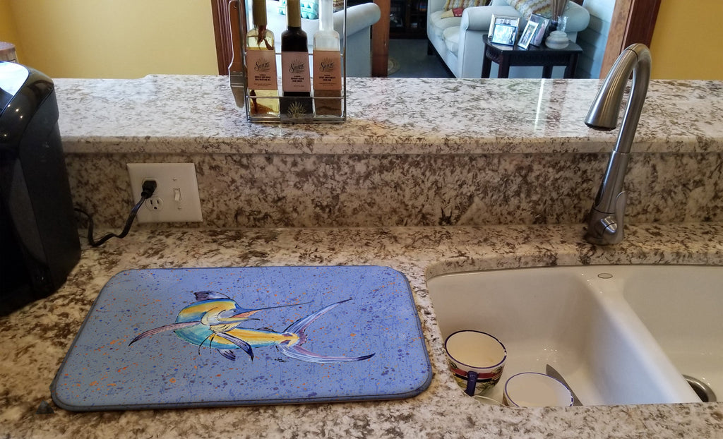 Blue Marlin Dish Drying Mat Absorbent Dish Drying Mat Pad for Kitchen Counter Dish Drainer Mat for Countertop, 14 x 21", Multicolor