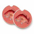 Strawberry Snapper Set of 2 Cup Holder Car Coasters Absorbent Round Sandstone Coasters Gifts for Men or Women, 2.5, Multicolor