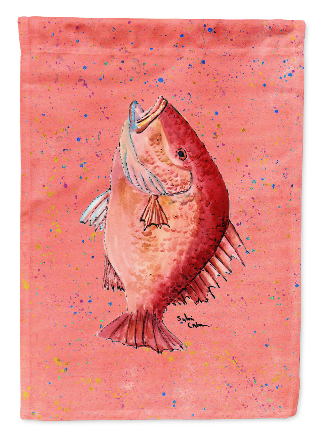 Strawberry Snapper House Flag 28x40 Porch Sleeve Pole Decorative Outside Yard Banner Artwork Wall Hanging, Polyester