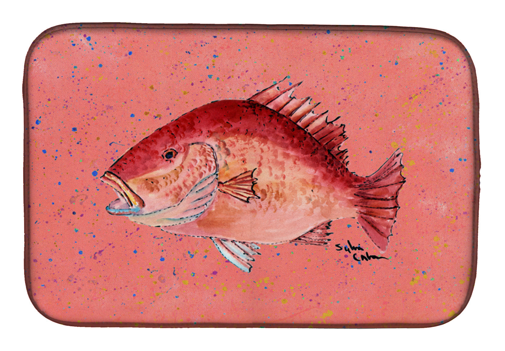 Strawberry Snapper Dish Drying Mat Absorbent Dish Drying Mat Pad for Kitchen Counter Dish Drainer Mat for Countertop, 14 x 21", Multicolor