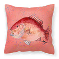Strawberry Snapper Decorative Throw Pillow 14x14 Indoor Outdoor Accent Cushion, Fabric Cover with Insert for Sofa, Bed, Porch & Living Room