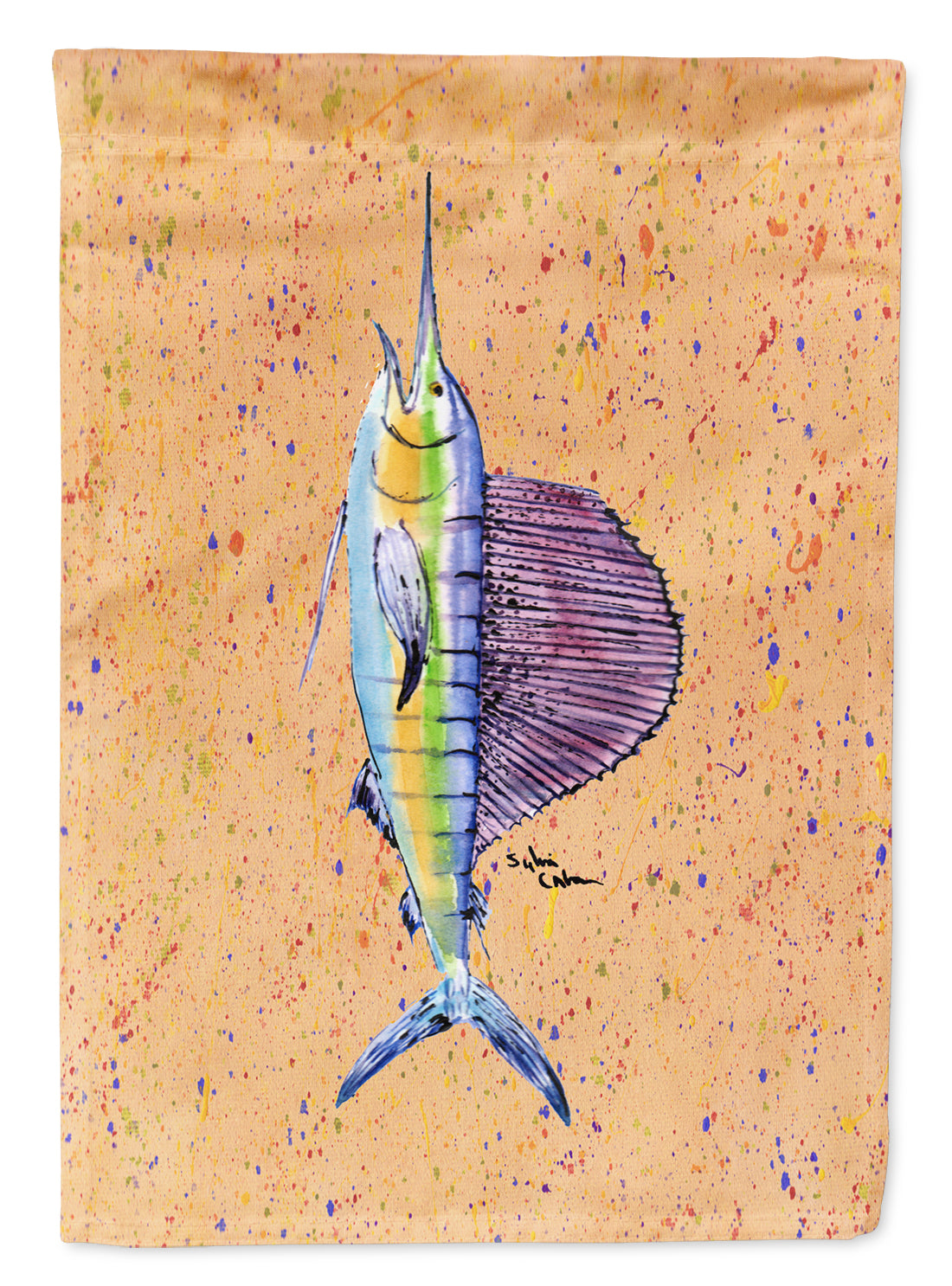 Fish Sailfish House Flag 28x40 Porch Sleeve Pole Decorative Outside Yard Banner Artwork Wall Hanging, Polyester