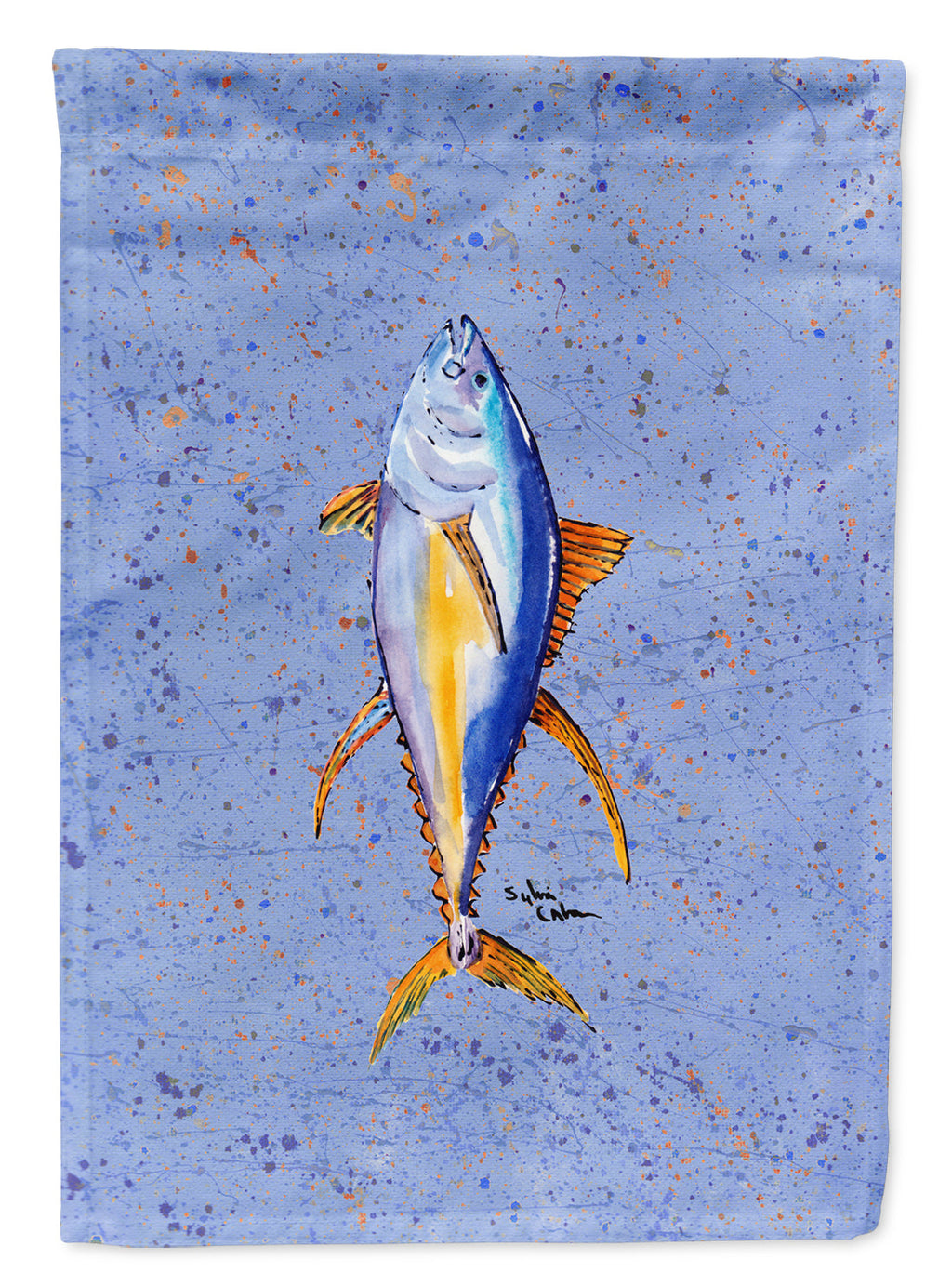 Fish Tuna House Flag 28x40 Porch Sleeve Pole Decorative Outside Yard Banner Artwork Wall Hanging, Polyester