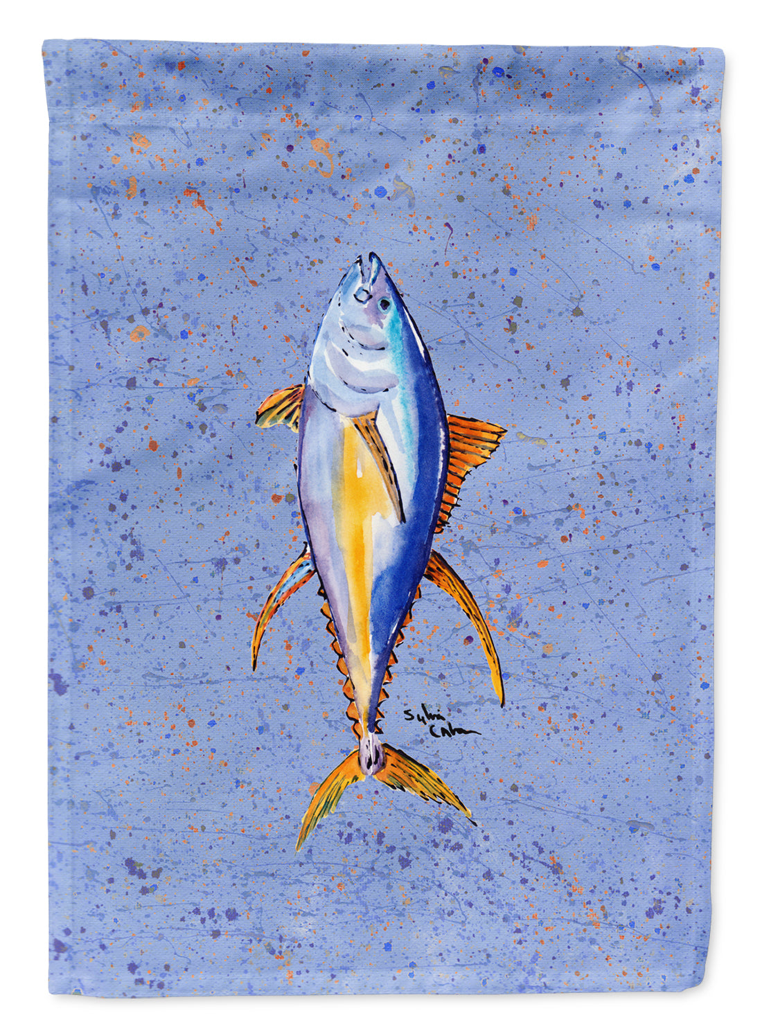 Fish Tuna House Flag 28x40 Porch Sleeve Pole Decorative Outside Yard Banner Artwork Wall Hanging, Polyester