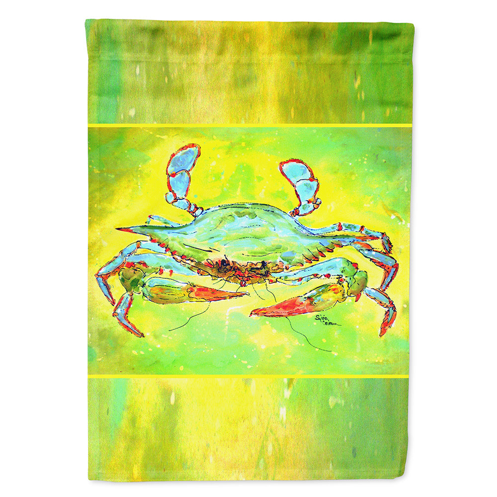 Bright Green Blue Crab House Flag 28x40 Porch Sleeve Pole Decorative Outside Yard Banner Artwork Wall Hanging, Polyester