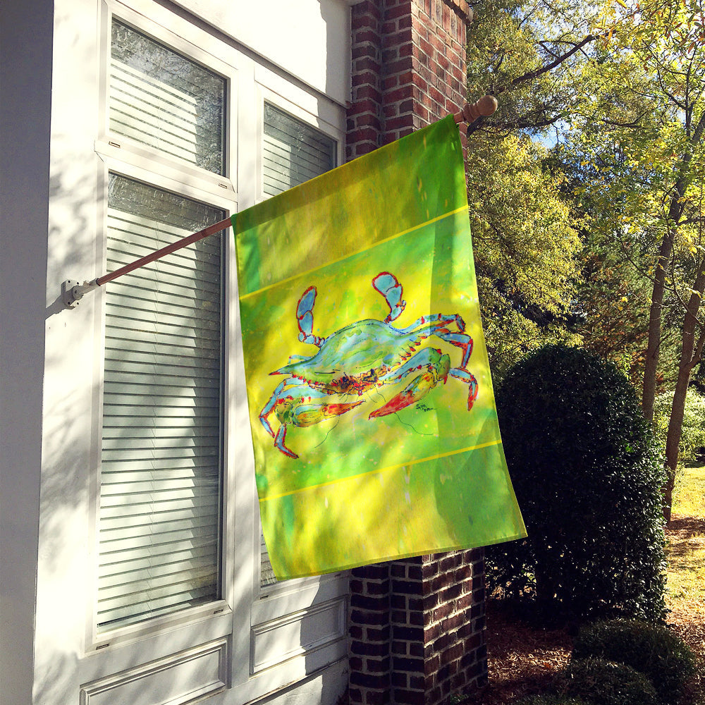 Bright Green Blue Crab House Flag 28x40 Porch Sleeve Pole Decorative Outside Yard Banner Artwork Wall Hanging, Polyester
