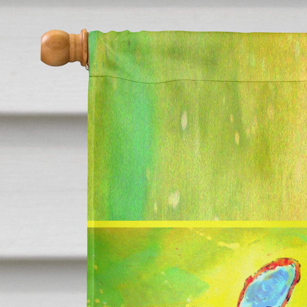 Bright Green Blue Crab House Flag 28x40 Porch Sleeve Pole Decorative Outside Yard Banner Artwork Wall Hanging, Polyester