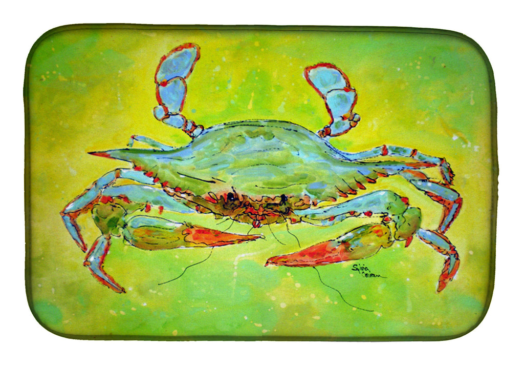Bright Green Blue Crab Dish Drying Mat Absorbent Dish Drying Mat Pad for Kitchen Counter Dish Drainer Mat for Countertop, 14 x 21", Multicolor