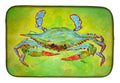 Bright Green Blue Crab Dish Drying Mat Absorbent Dish Drying Mat Pad for Kitchen Counter Dish Drainer Mat for Countertop, 14 x 21", Multicolor