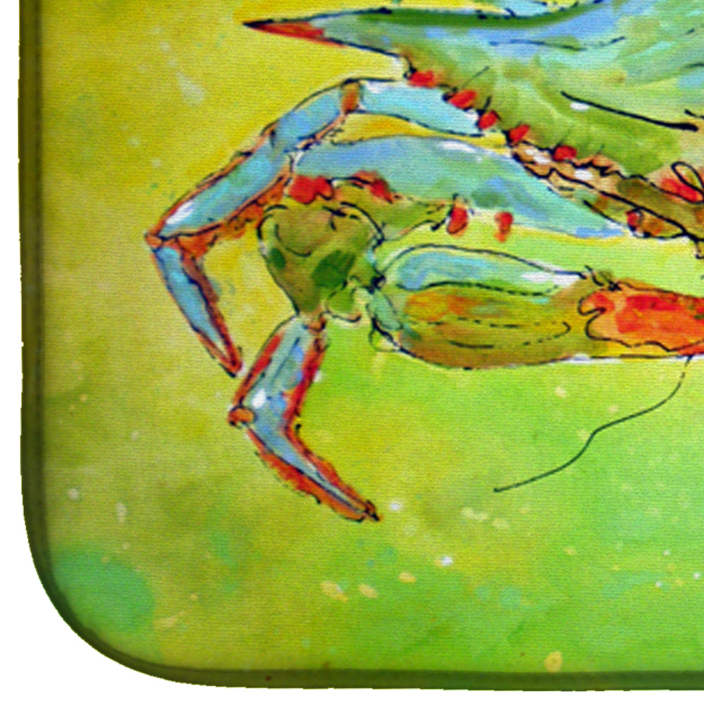Bright Green Blue Crab Dish Drying Mat Absorbent Dish Drying Mat Pad for Kitchen Counter Dish Drainer Mat for Countertop, 14 x 21", Multicolor