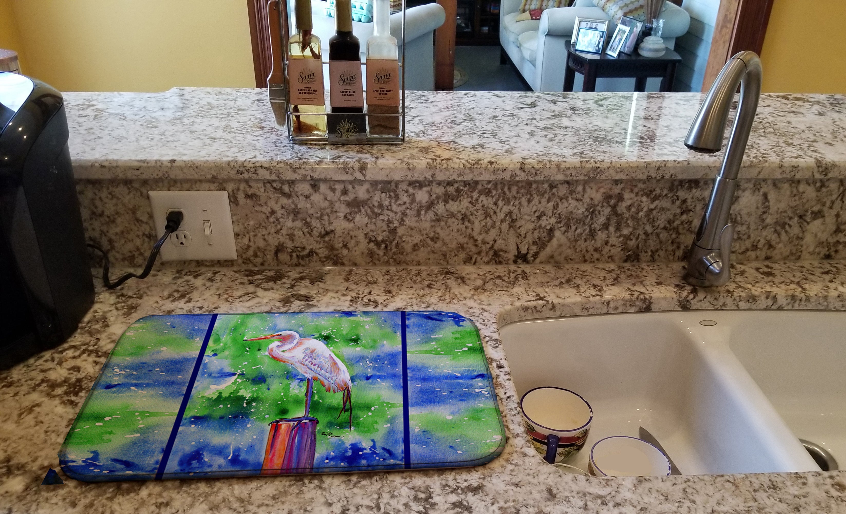 Egret Dish Drying Mat Absorbent Dish Drying Mat Pad for Kitchen Counter Dish Drainer Mat for Countertop, 14 x 21", Multicolor