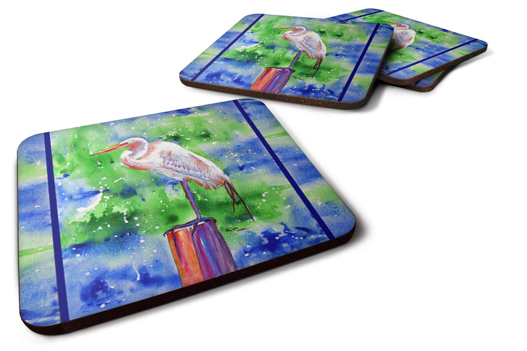 Egret Foam Coasters Set of 4 Cup Coasters for Indoor Outdoor, Tabletop Protection, Anti Slip, Mouse pad Material