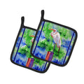 Egret Pot Holder Set of 2 Heat Resistant Quilted Hot Pads 7.5 x 7.5 Inch, Insulated Kitchen Trivets for Cooking & Baking