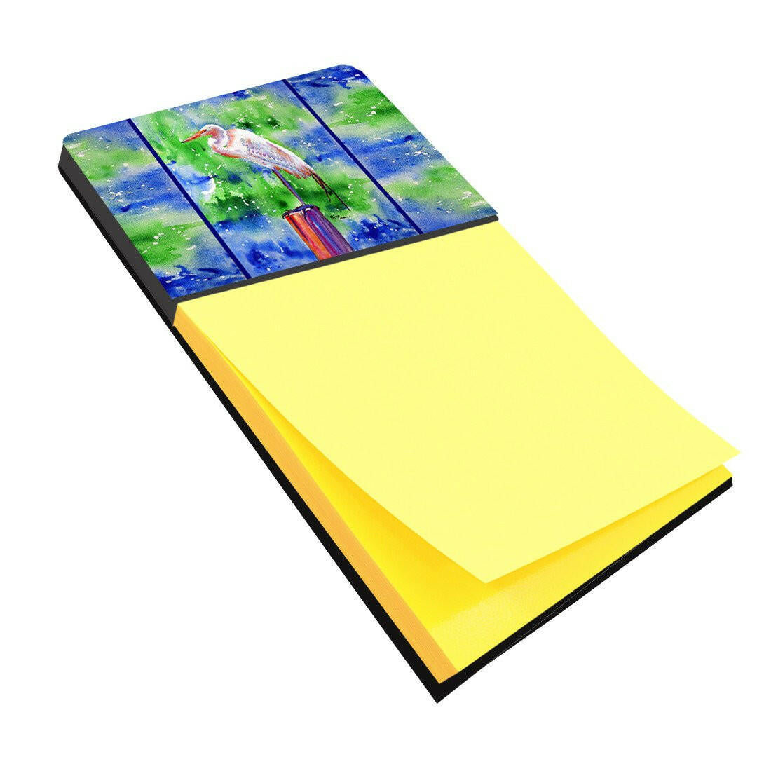 Egret Watercolor Sticky Note Holder Refillable Dispenser Desk Accessory 3x3 Pad Gift