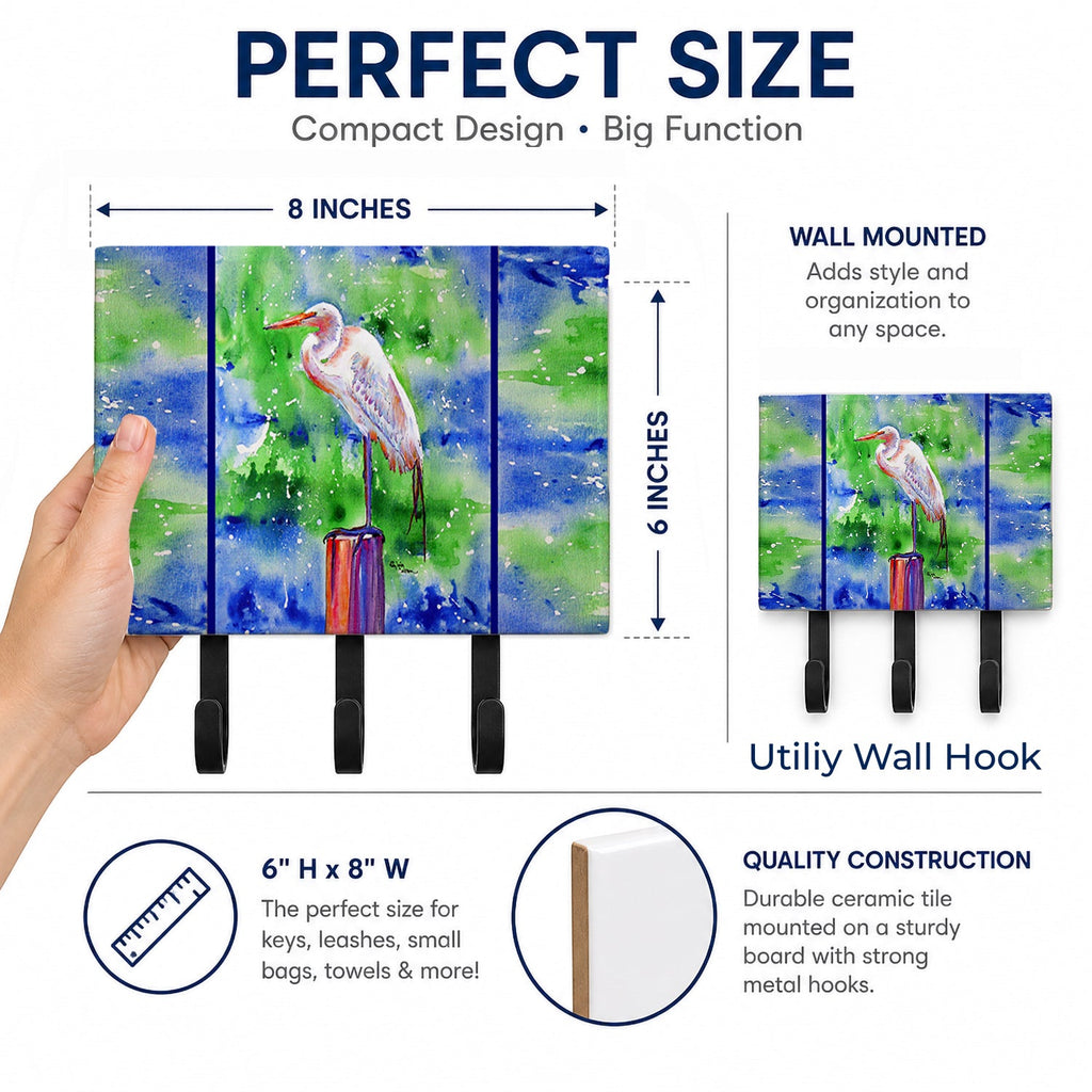 Egret Leash or Key Holder Wall Hooks, Coat Rack Wall Mount, for Hanging Keys, Towels, Aprons, Leashes