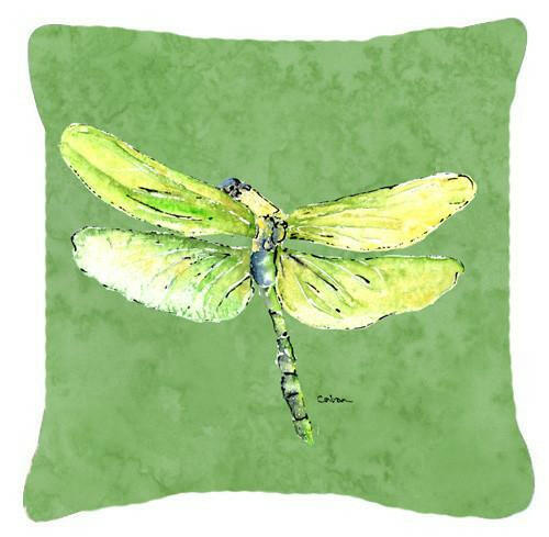 Dragonfly on Avacado Decorative Throw Pillow 14x14 Indoor Outdoor Accent Cushion, Fabric Cover with Insert for Sofa, Bed, Porch & Living Room