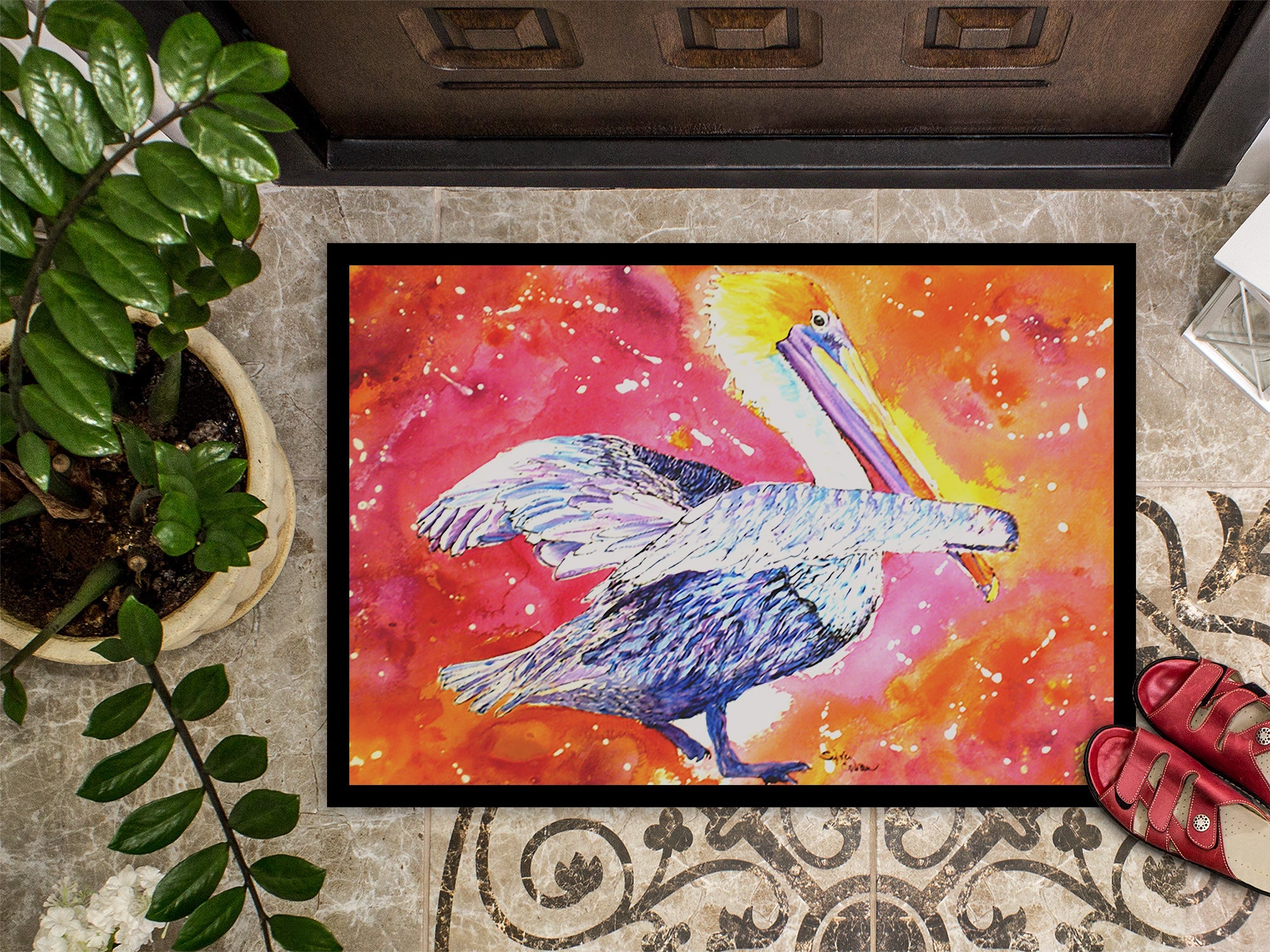 Pelican Doormat Indoor Outdoor 24H X 36W Front Door Mat Rugs for Entryway, Non Slip Washable Low Pile,