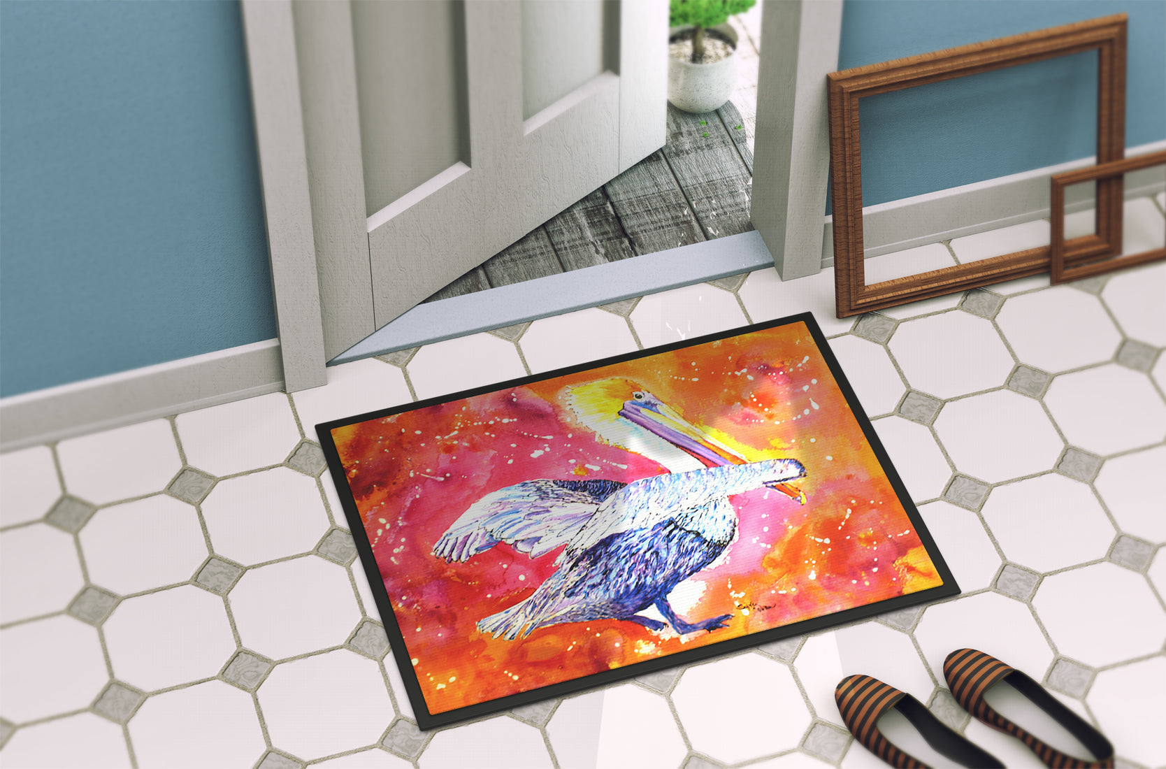 Pelican Doormat Indoor Outdoor 24H X 36W Front Door Mat Rugs for Entryway, Non Slip Washable Low Pile,