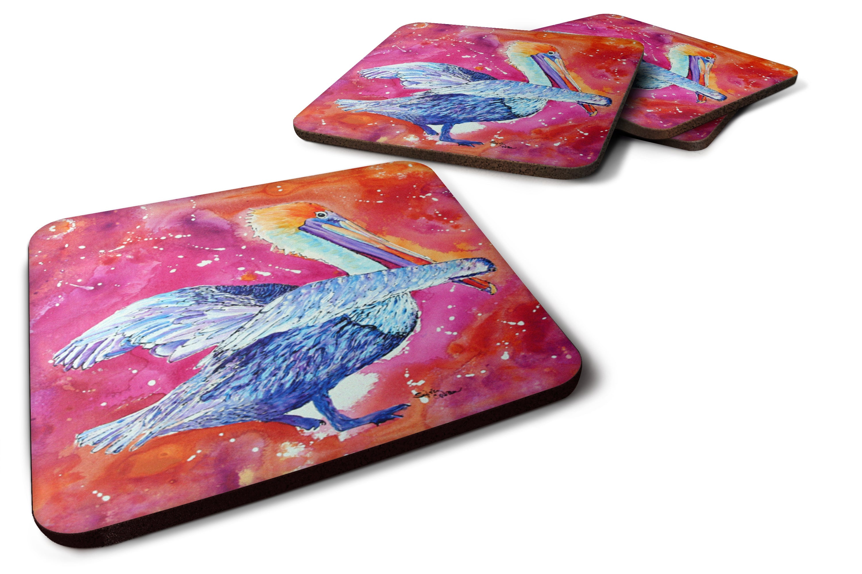 Pelican Foam Coasters Set of 4 Cup Coasters for Indoor Outdoor, Tabletop Protection, Anti Slip, Mouse pad Material