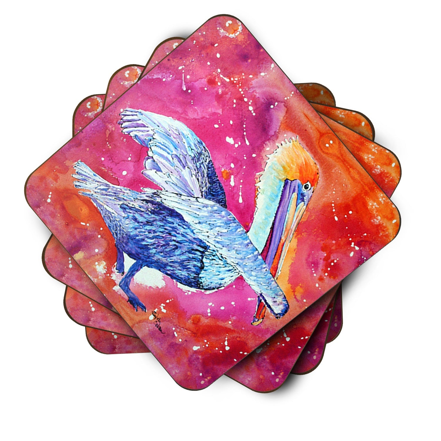 Pelican Foam Coasters Set of 4 Cup Coasters for Indoor Outdoor, Tabletop Protection, Anti Slip, Mouse pad Material