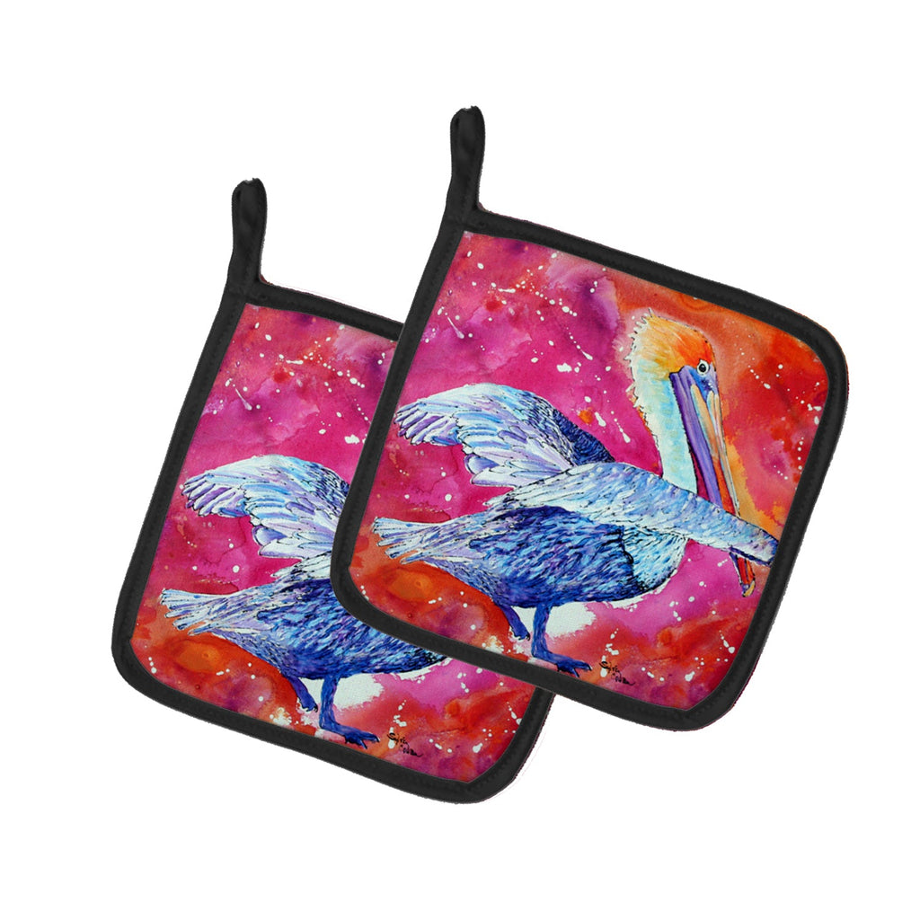 Pelican Pot Holder Set of 2 Heat Resistant Quilted Hot Pads 7.5 x 7.5 Inch, Insulated Kitchen Trivets for Cooking & Baking