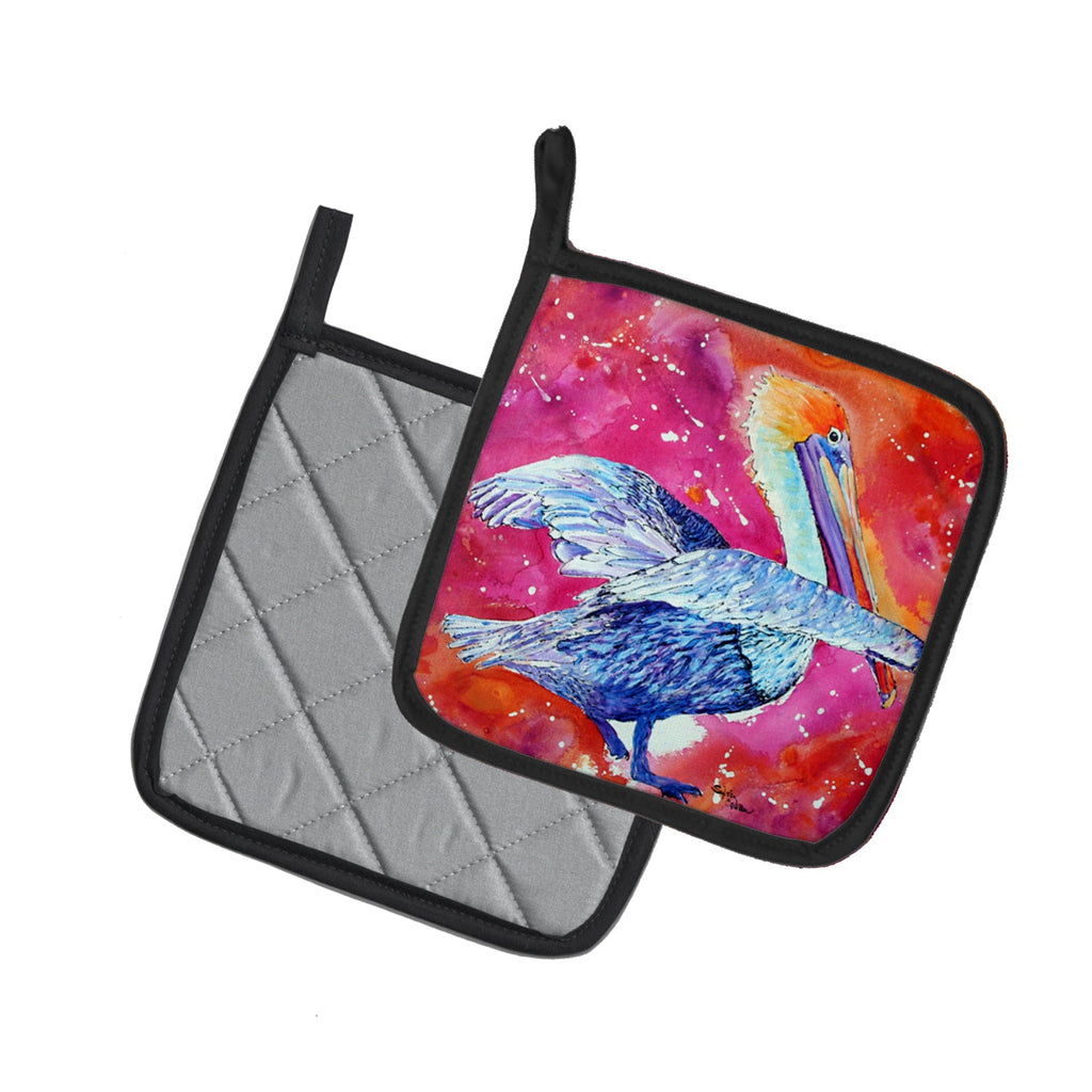 Pelican Pot Holder Set of 2 Heat Resistant Quilted Hot Pads 7.5 x 7.5 Inch, Insulated Kitchen Trivets for Cooking & Baking