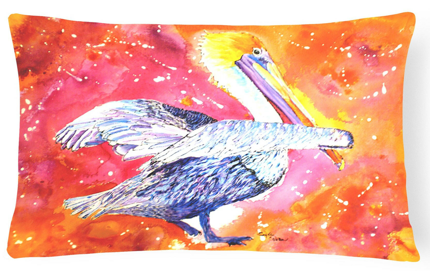 Pelican Decorative Throw Pillow 12x16 Indoor Outdoor Accent Cushion, Fabric Cover with Insert for Sofa, Bed, Porch & Living Room