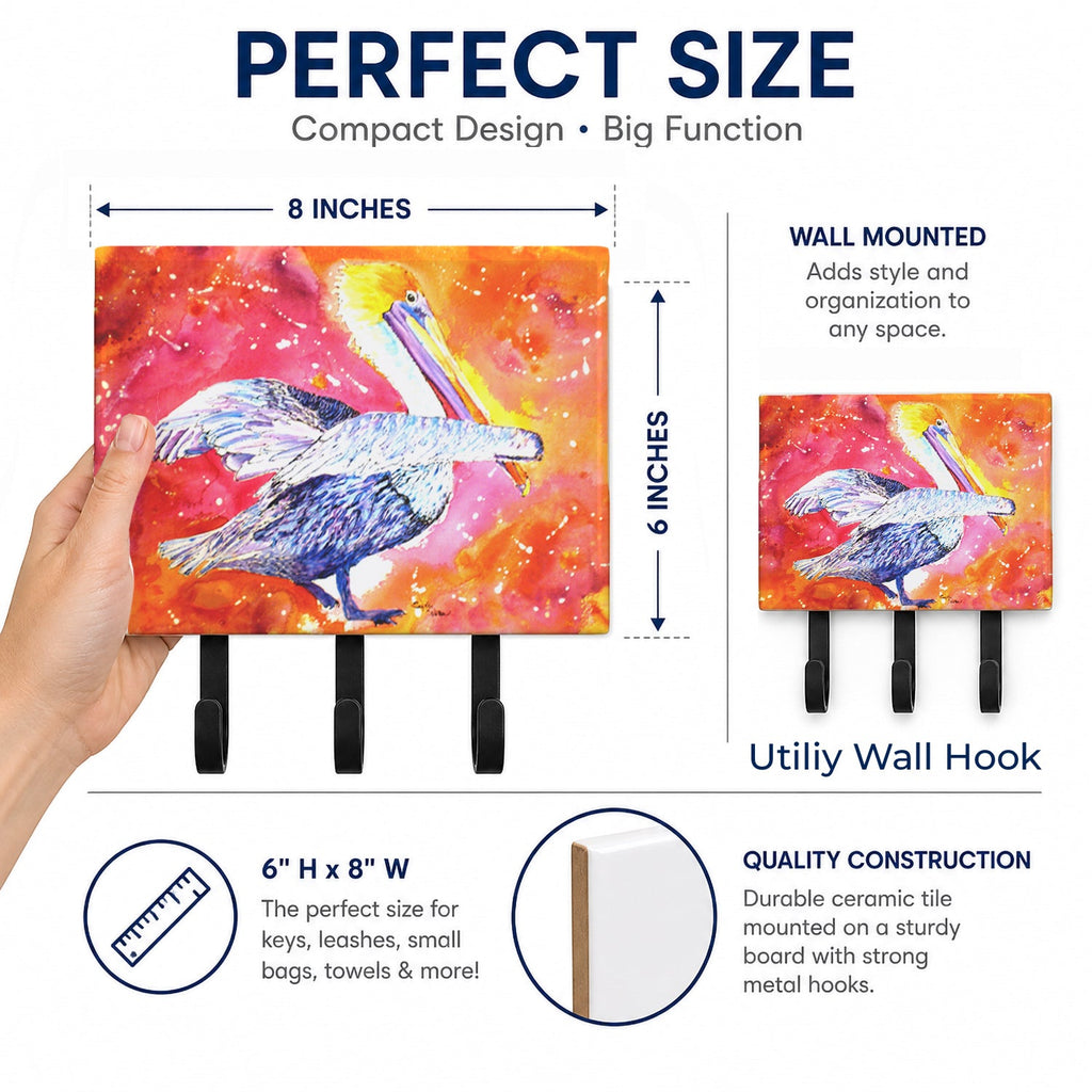 Pelican Leash or Key Holder Wall Hooks, Coat Rack Wall Mount, for Hanging Keys, Towels, Aprons, Leashes