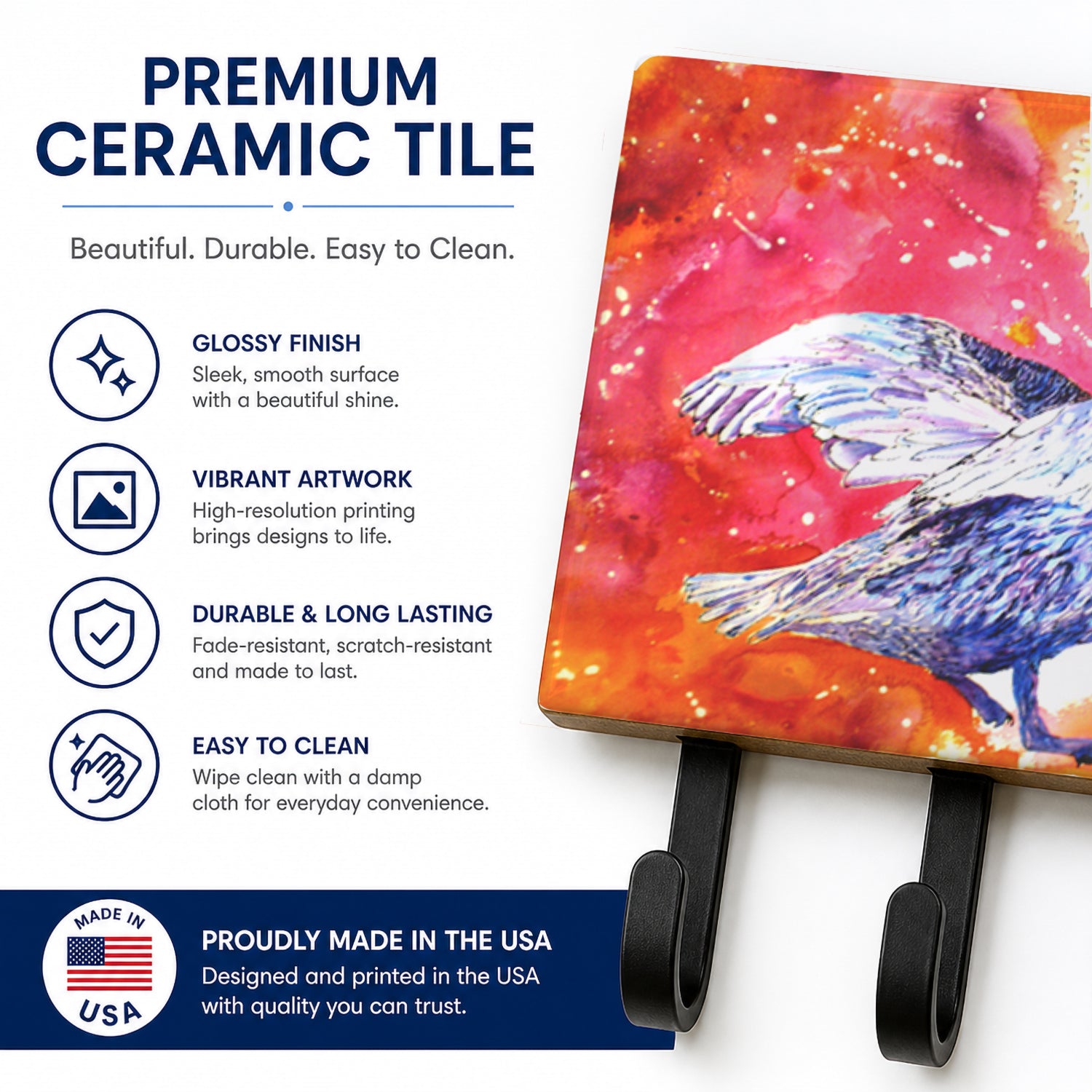 Pelican Leash or Key Holder Wall Hooks, Coat Rack Wall Mount, for Hanging Keys, Towels, Aprons, Leashes