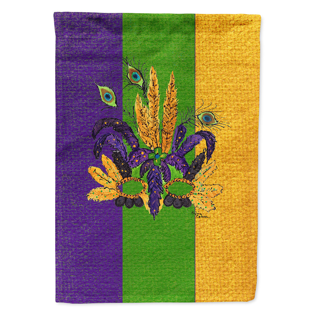 Mardi Gras Feathered Mask House Flag 28x40 Porch Sleeve Pole Decorative Outside Yard Banner Artwork Wall Hanging, Polyester