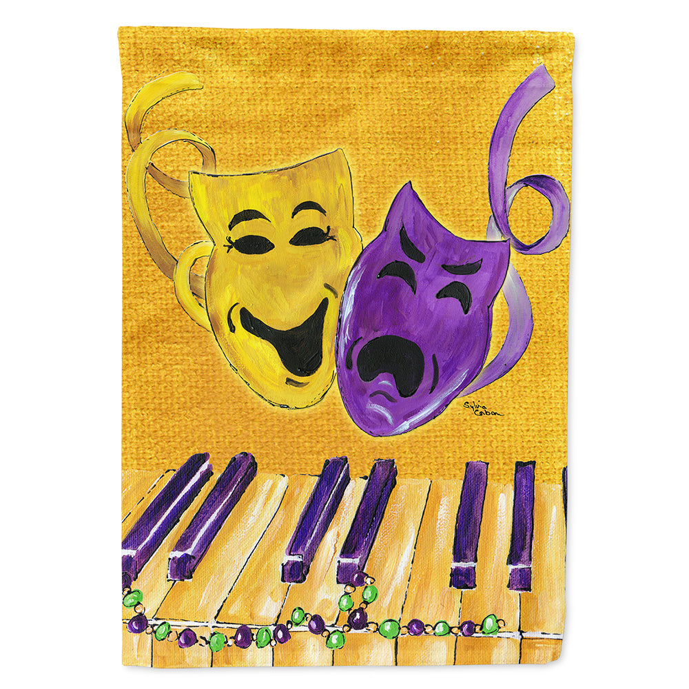 Mardi Gras Piano with Comedy and Tragedy Masks House Flag 28x40 Porch Sleeve Pole Decorative Outside Yard Banner Artwork Wall Hanging, Polyester