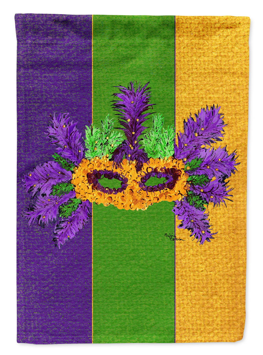 Mardi Gras with Feathers House Flag 28x40 Porch Sleeve Pole Decorative Outside Yard Banner Artwork Wall Hanging, Polyester