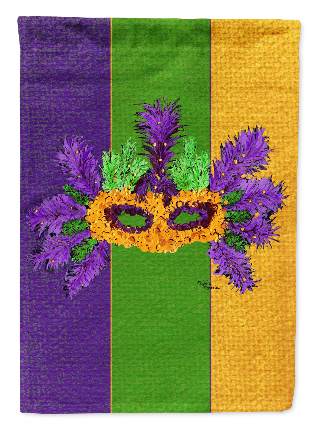 Mardi Gras with Feathers House Flag 28x40 Porch Sleeve Pole Decorative Outside Yard Banner Artwork Wall Hanging, Polyester