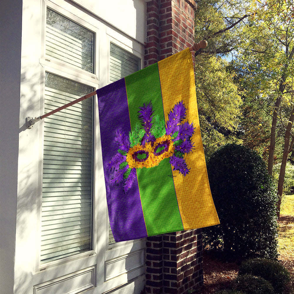 Mardi Gras with Feathers House Flag 28x40 Porch Sleeve Pole Decorative Outside Yard Banner Artwork Wall Hanging, Polyester