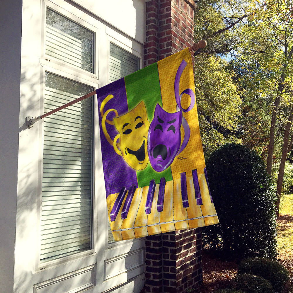 Mardi Gras Piano with Comedy and Tragedy Masks House Flag 28x40 Porch Sleeve Pole Decorative Outside Yard Banner Artwork Wall Hanging, Polyester