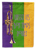 Trumpet Mardi Gras laissez la bonne temps rouler House Flag 28x40 Porch Sleeve Pole Decorative Outside Yard Banner Artwork Wall Hanging, Polyester