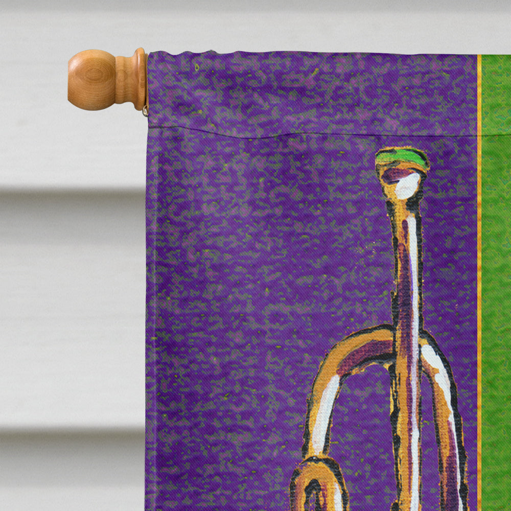 Trumpet Mardi Gras laissez la bonne temps rouler House Flag 28x40 Porch Sleeve Pole Decorative Outside Yard Banner Artwork Wall Hanging, Polyester