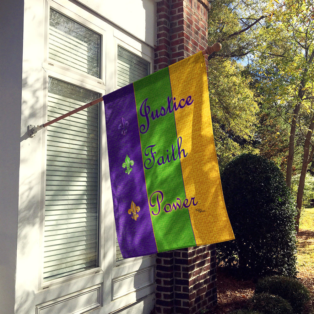 Mardi Gras Peace Faith and Justice House Flag 28x40 Porch Sleeve Pole Decorative Outside Yard Banner Artwork Wall Hanging, Polyester